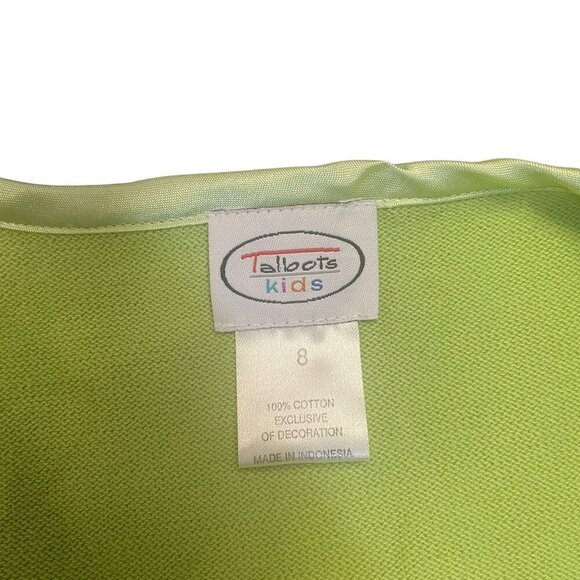 Talbots Kids Green Tie Front Cardigan with Lace Trim – Size 8 - Picture 3 of 6